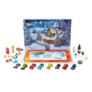 Hot Wheels Advent Calendar with 8- Hot Wheels Vehicles & Playmat Set toy